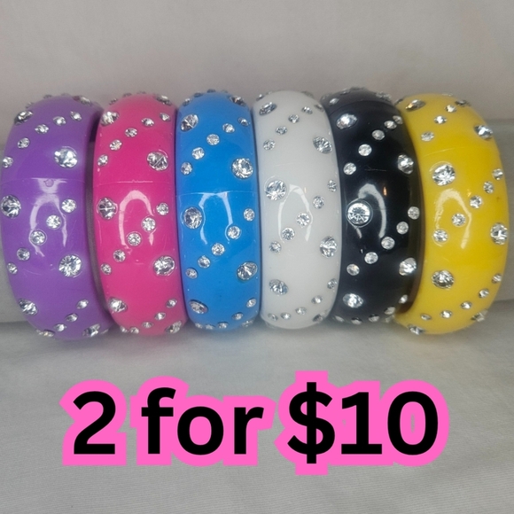 Crystal-Studded Chunky Bangle Bracelet 8" NWT Mix N Match 2 For $10 - Picture 1 of 5
